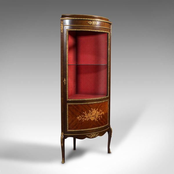 Tall Vintage Corner Vitrine, French, Display Cabinet, Late 20th Century, C.1970