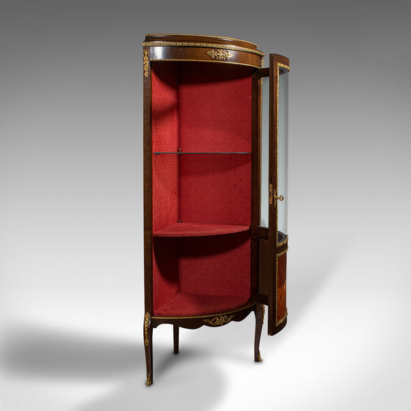 Tall Vintage Corner Vitrine, French, Display Cabinet, Late 20th Century, C.1970