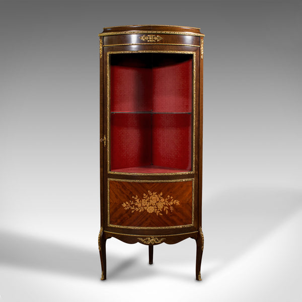 Tall Vintage Corner Vitrine, French, Display Cabinet, Late 20th Century, C.1970