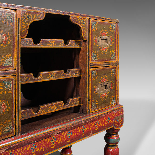 Antique Drinks Cabinet on Stand, Turkish, Hand Painted, Wine Rack, Victorian