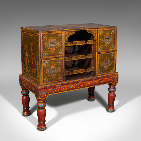 Antique Drinks Cabinet on Stand, Turkish, Hand Painted, Wine Rack, Victorian