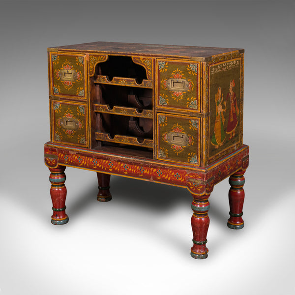 Antique Drinks Cabinet on Stand, Turkish, Hand Painted, Wine Rack, Victorian