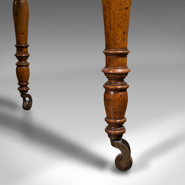 Antique Pedestal Desk, English, Oak, Leather, Writing Table, Victorian, C.1880