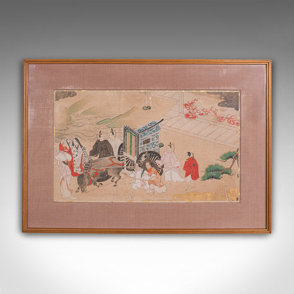 Antique Framed Woodblock Print, Japanese, After Heian, Art, Victorian, C.1900