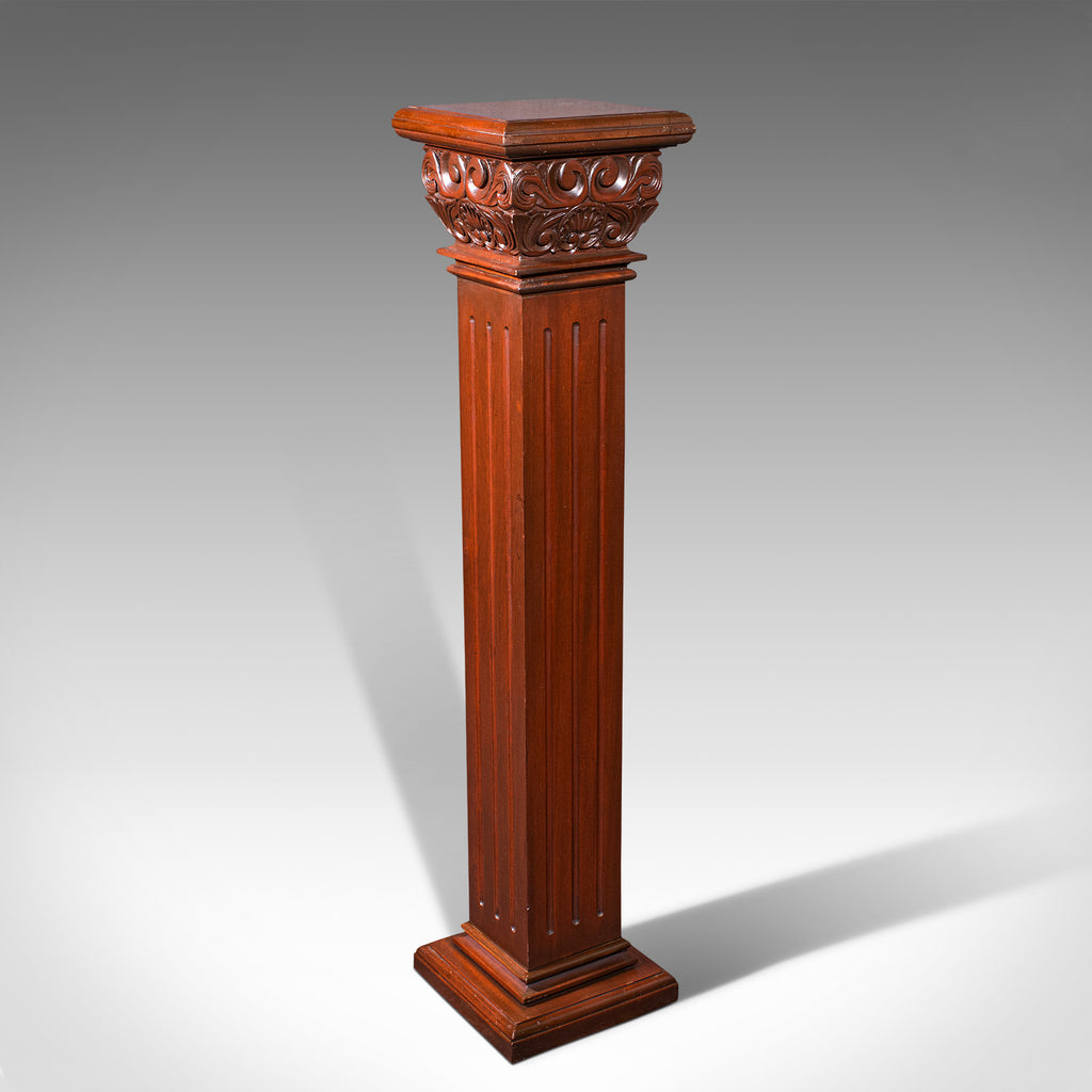 Vintage Torchere Stand, Continental, Walnut, Jardiniere, Display Column, C.1950