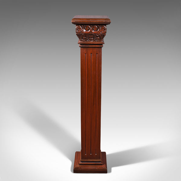 Vintage Torchere Stand, Continental, Walnut, Jardiniere, Display Column, C.1950
