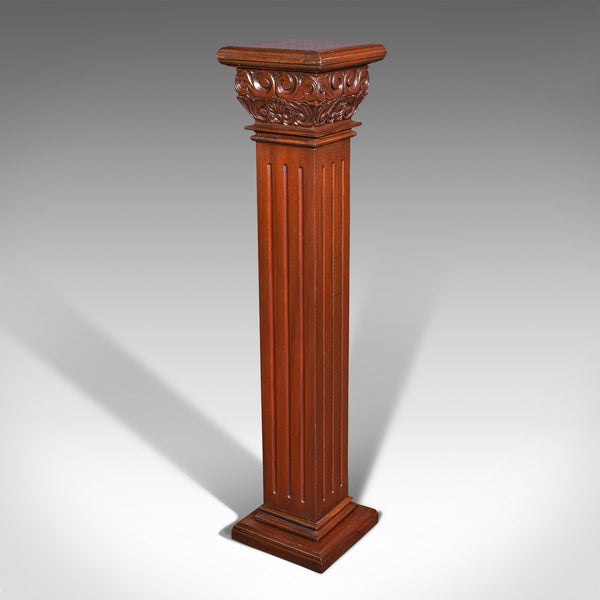 Vintage Torchere Stand, Continental, Walnut, Jardiniere, Display Column, C.1950
