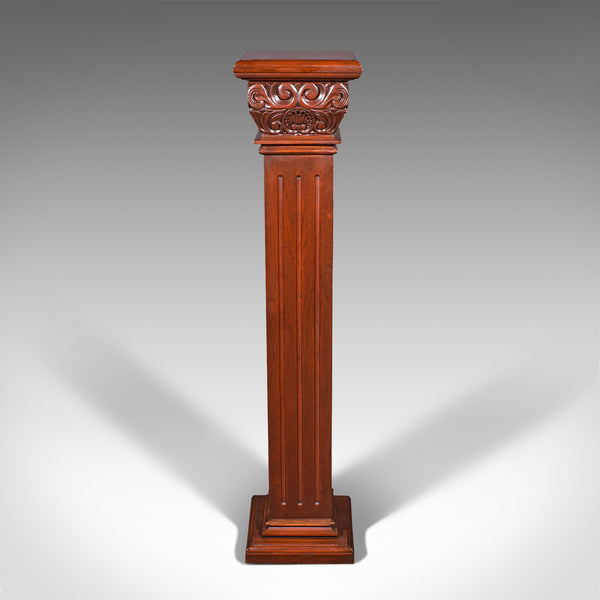 Vintage Torchere Stand, Continental, Walnut, Jardiniere, Display Column, C.1950
