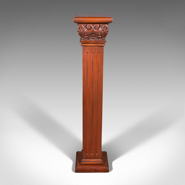 Vintage Torchere Stand, Continental, Walnut, Jardiniere, Display Column, C.1950