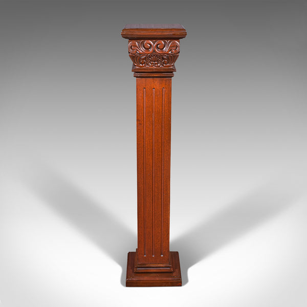 Vintage Torchere Stand, Continental, Walnut, Jardiniere, Display Column, C.1950