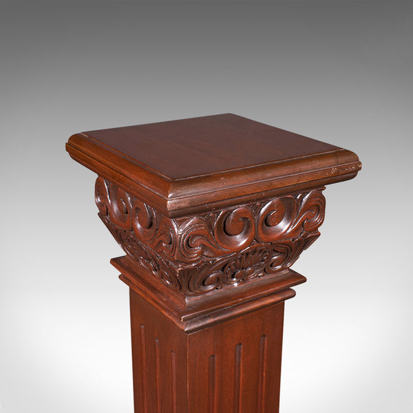 Vintage Torchere Stand, Continental, Walnut, Jardiniere, Display Column, C.1950