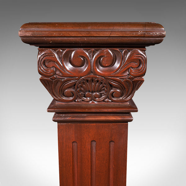 Vintage Torchere Stand, Continental, Walnut, Jardiniere, Display Column, C.1950