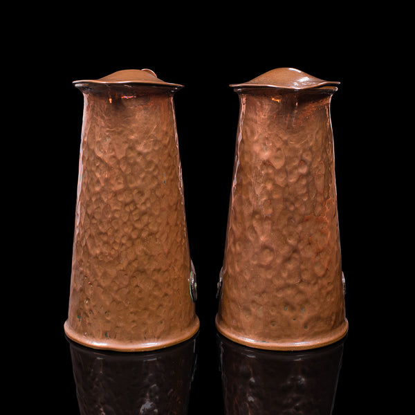 Pair Of Antique Serving Jugs, English, Copper, Ewer, Arts and Crafts, Victorian