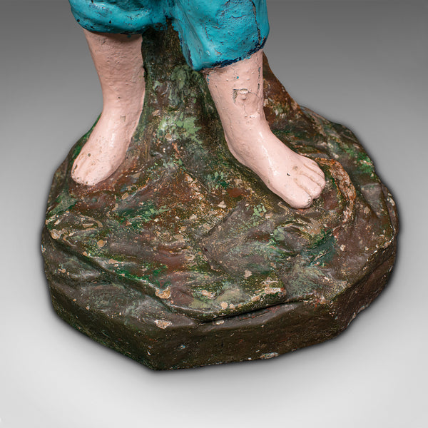 Antique Farm Girl Figure, French, Decorative Statue, Provincial, Late Victorian