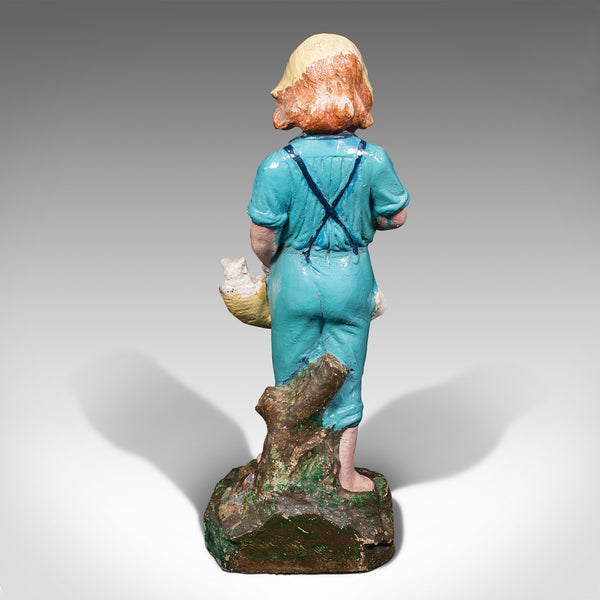 Antique Farm Girl Figure, French, Decorative Statue, Provincial, Late Victorian