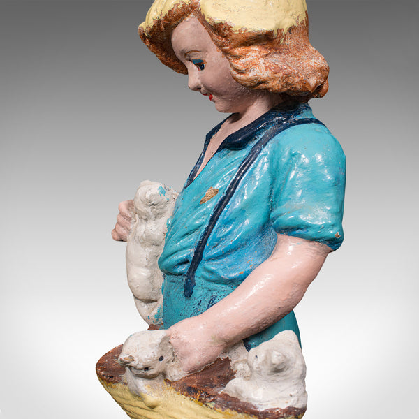 Antique Farm Girl Figure, French, Decorative Statue, Provincial, Late Victorian