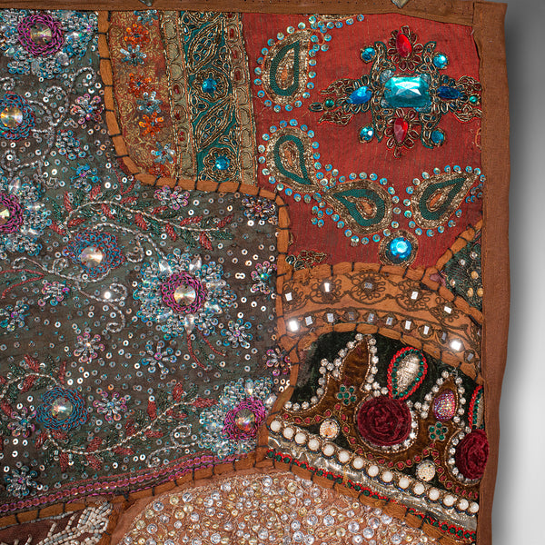Vintage Decorative Wall Panel, Middle Eastern, Textile Frieze, Sequins, C.1980