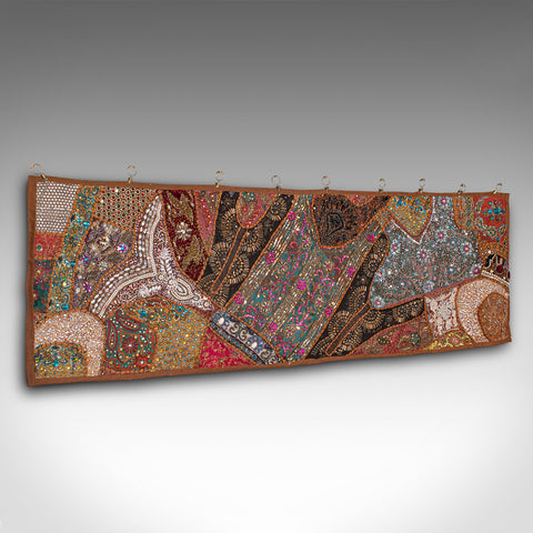 Vintage Decorative Wall Panel, Middle Eastern, Textile Frieze, Sequins, C.1980