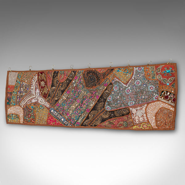 Vintage Decorative Wall Panel, Middle Eastern, Textile Frieze, Sequins, C.1980