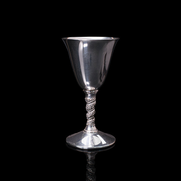 Set Of 6 Vintage Sherry Goblets, Spanish, Silver Plate, Celebration Liqueur Tot