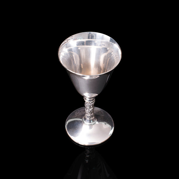 Set Of 6 Vintage Sherry Goblets, Spanish, Silver Plate, Celebration Liqueur Tot