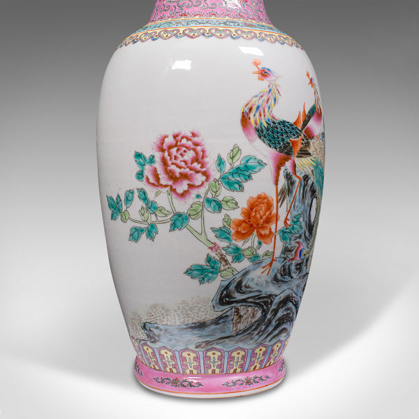 Tall Vintage Peacock Vase, Chinese, Ceramic, Decorative, Baluster Urn, Art Deco