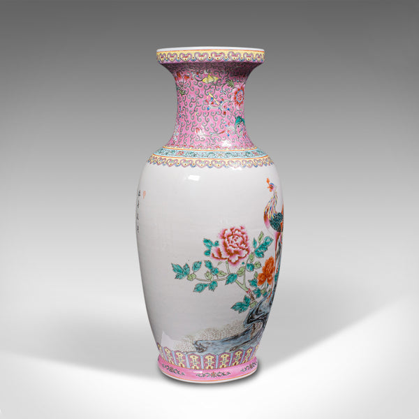 Tall Vintage Peacock Vase, Chinese, Ceramic, Decorative, Baluster Urn, Art Deco