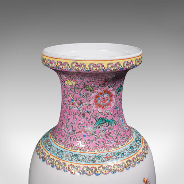 Tall Vintage Peacock Vase, Chinese, Ceramic, Decorative, Baluster Urn, Art Deco