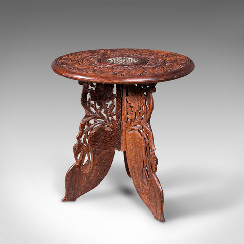 Antique Circular Side Table, Anglo-Indian, Fold Away, Lamp, Wine, Moorish Taste