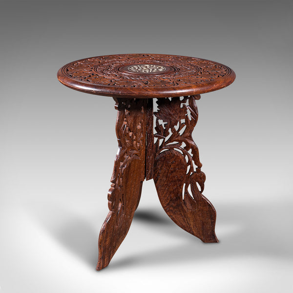 Antique Circular Side Table, Anglo-Indian, Fold Away, Lamp, Wine, Moorish Taste