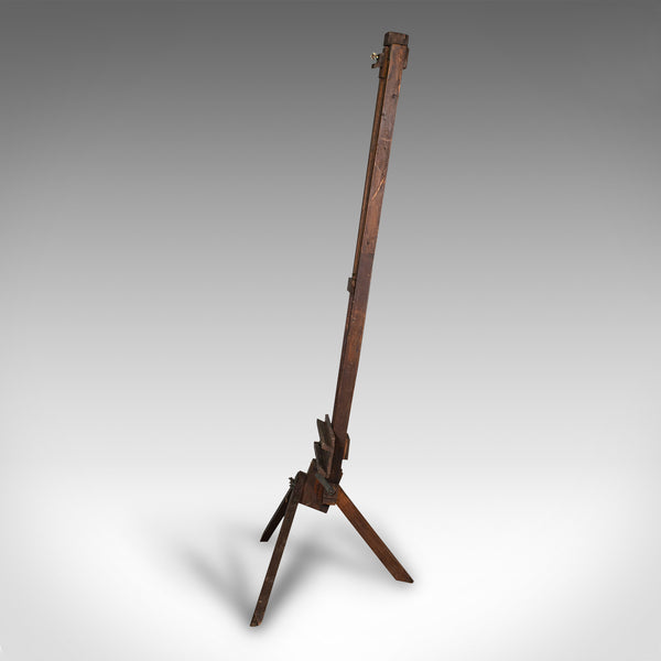 Large 8 Foot Antique Adjustable Artist's Easel, English, Pitch Pine, Victorian