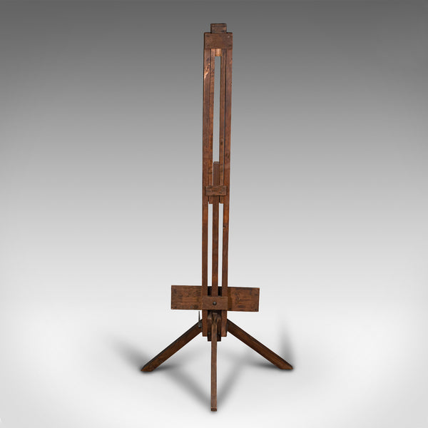 Large 8 Foot Antique Adjustable Artist's Easel, English, Pitch Pine, Victorian