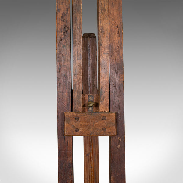 Large 8 Foot Antique Adjustable Artist's Easel, English, Pitch Pine, Victorian