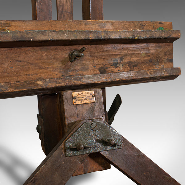Large 8 Foot Antique Adjustable Artist's Easel, English, Pitch Pine, Victorian