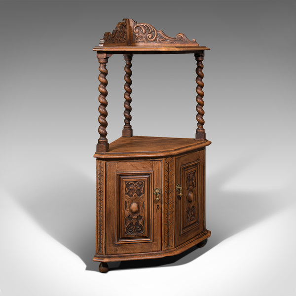 Antique Corner Whatnot, English, Light Oak, Display Cabinet, Victorian, C.1880