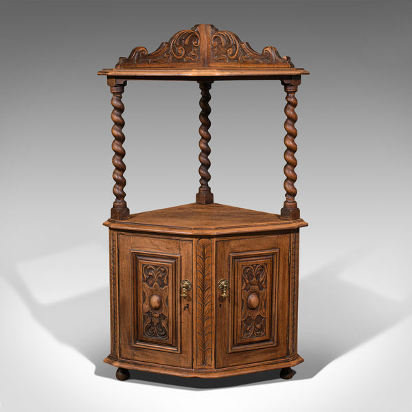Antique Corner Whatnot, English, Light Oak, Display Cabinet, Victorian, C.1880