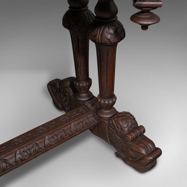 Antique Gothic Side Table, Scottish, Oak, Correspondence Desk, Victorian, C.1880