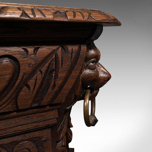 Antique Gothic Side Table, Scottish, Oak, Correspondence Desk, Victorian, C.1880