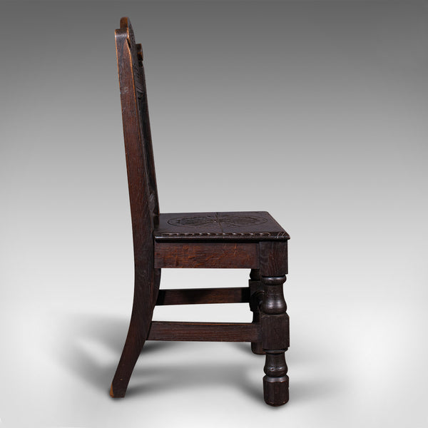 Pair Of Antique Venetian Court Chairs, Italian, Oak, Decorative Seat, Victorian