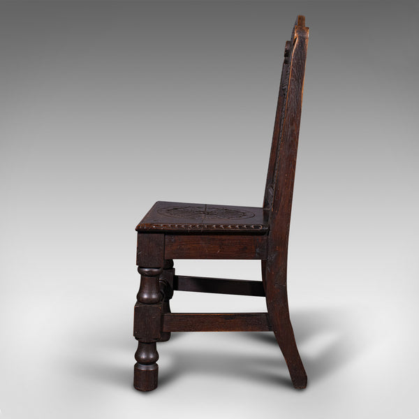 Pair Of Antique Venetian Court Chairs, Italian, Oak, Decorative Seat, Victorian