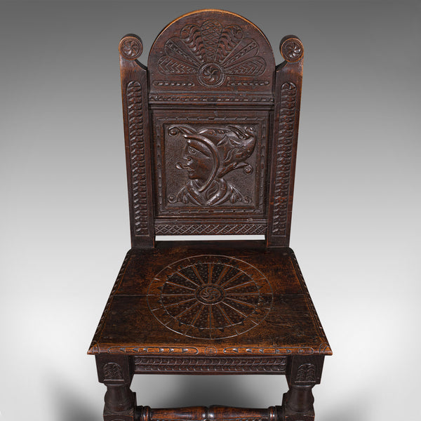 Pair Of Antique Venetian Court Chairs, Italian, Oak, Decorative Seat, Victorian