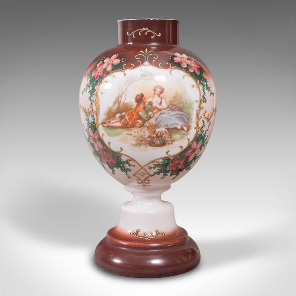 Antique Decorative Flower Vase, Continental, Milk Glass, Baluster Urn, Victorian