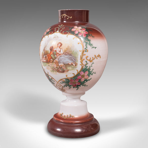 Antique Decorative Flower Vase, Continental, Milk Glass, Baluster Urn, Victorian