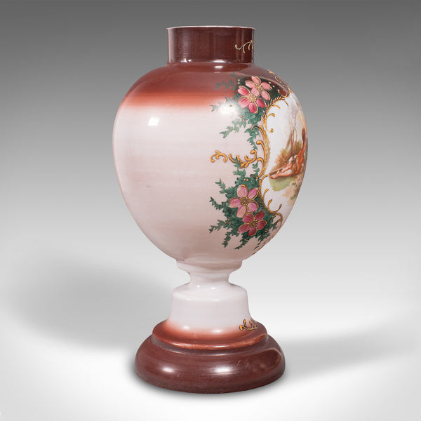 Antique Decorative Flower Vase, Continental, Milk Glass, Baluster Urn, Victorian