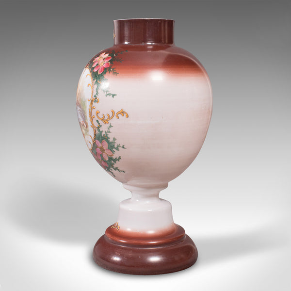 Antique Decorative Flower Vase, Continental, Milk Glass, Baluster Urn, Victorian