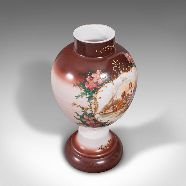 Antique Decorative Flower Vase, Continental, Milk Glass, Baluster Urn, Victorian