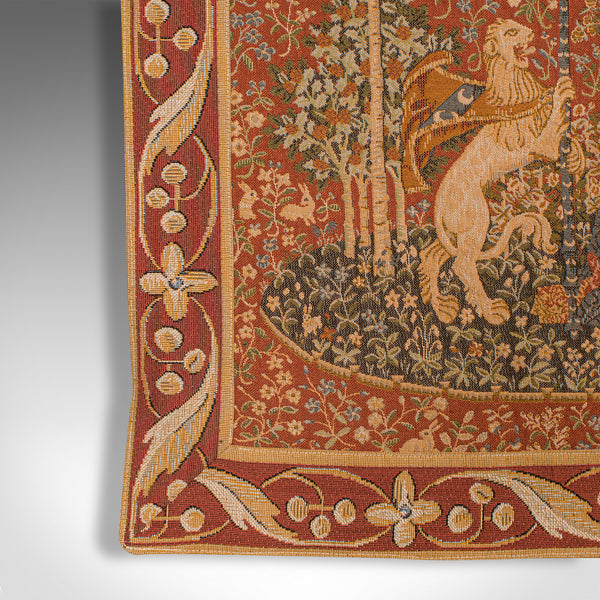 Vintage Wall Tapestry, English, Needlepoint, The Lady and the Unicorn, C.1980