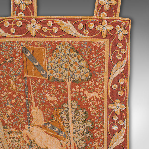 Vintage Wall Tapestry, English, Needlepoint, The Lady and the Unicorn, C.1980