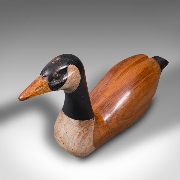 Large Vintage Decoy Duck, English, Cedar, Canada Goose, Figure, Artist Signed