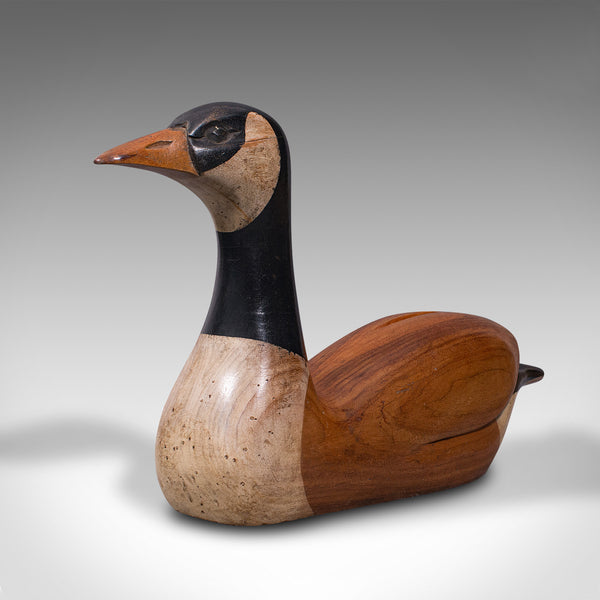 Large Vintage Decoy Duck, English, Cedar, Canada Goose, Figure, Artist Signed